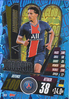 Marquinhos Paris Saint-Germain 2020/21 Topps Match Attax CL 100 Club #CL05